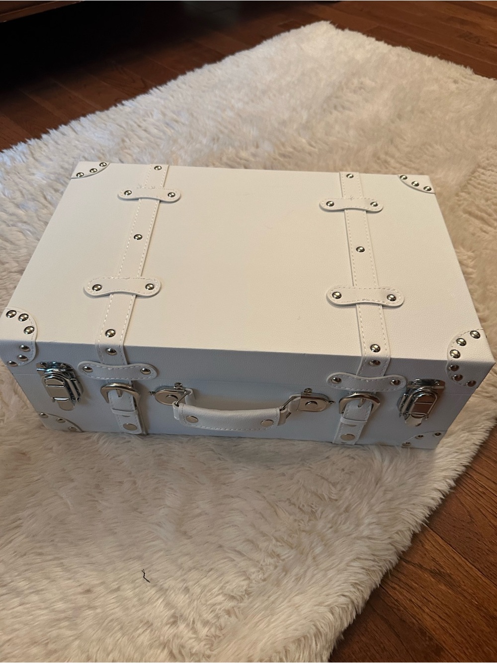 White Decorative Storage Trunk with Handle